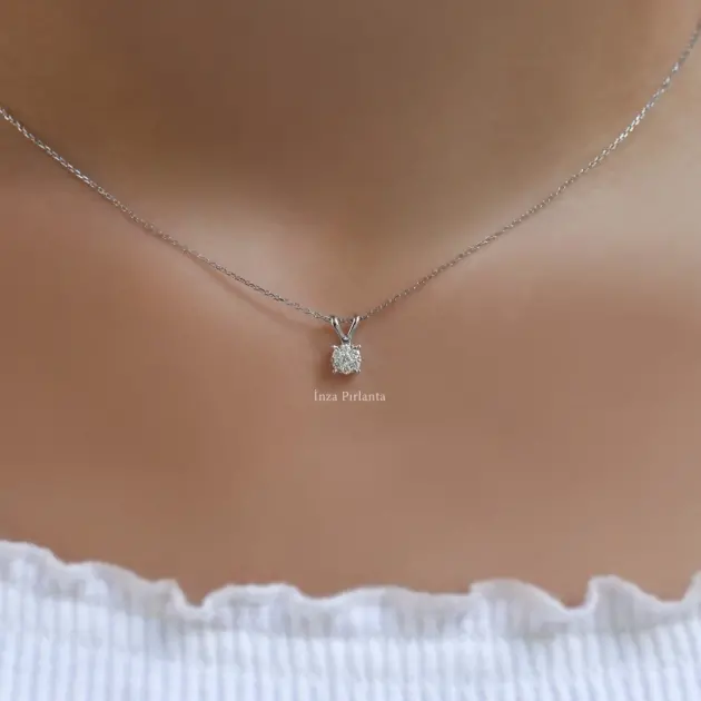 0.15 Karat Özel Tasarım Pırlanta Coronet Kolye - 1