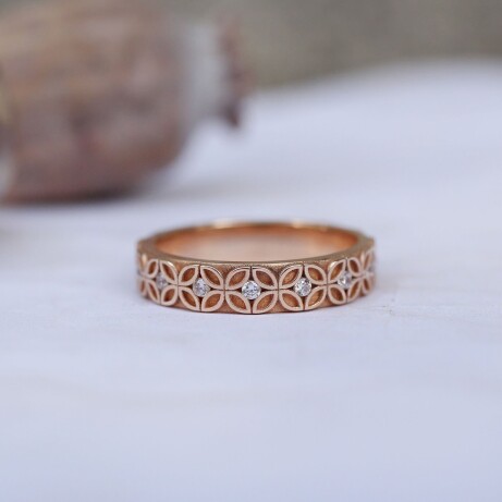 0.20 Karat Vintage Pırlantalı Tasarım Alyans - (1)