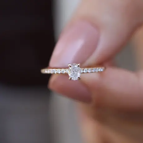 0.30 Karat Vintage Oval Tasarım Pırlanta Yüzük - 1