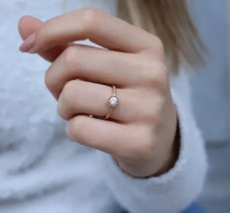 0.30 Karat Sekizgen Başak Pırlanta Yüzük - 2