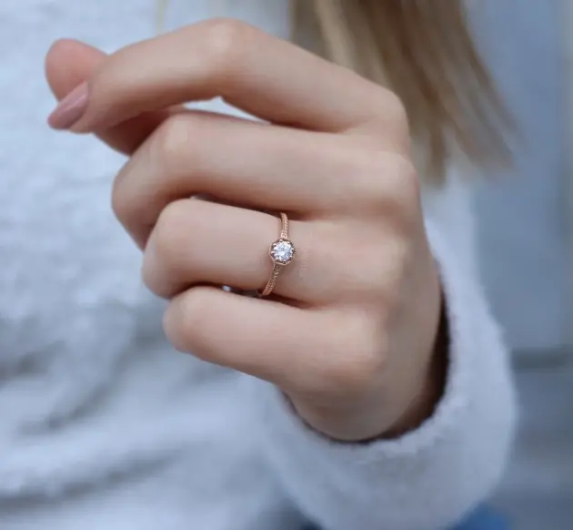 0.30 Karat Sekizgen Başak Pırlanta Yüzük - 2