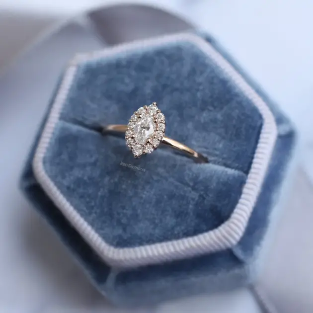 0.35 Karat Vintage Oval Lina Tasarım Pırlanta Yüzük - 1