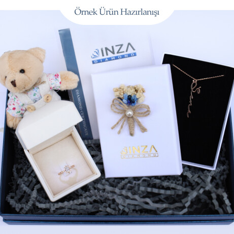 0.38 Karat Vintage Özel Tasarım Asimetri Pırlanta Tektaş Yüzük - 3