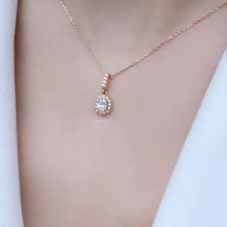 0.40 Karat Özel Tasarım Oval Pırlanta Kolye - 1