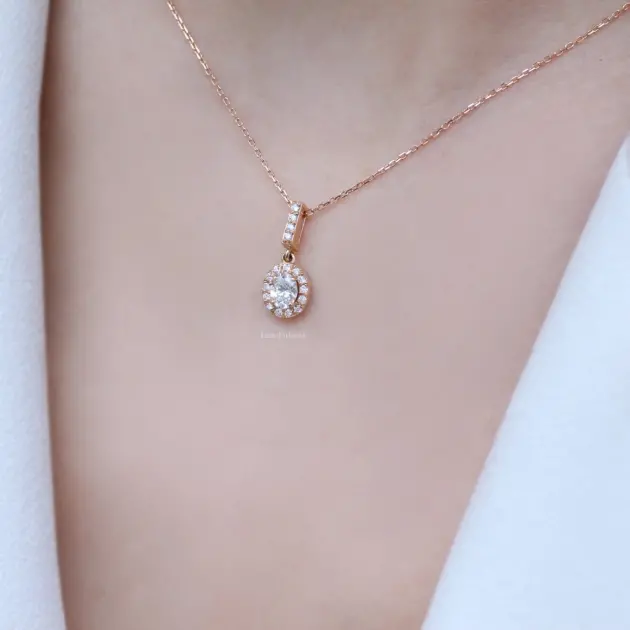 0.40 Karat Özel Tasarım Oval Pırlanta Kolye - 1