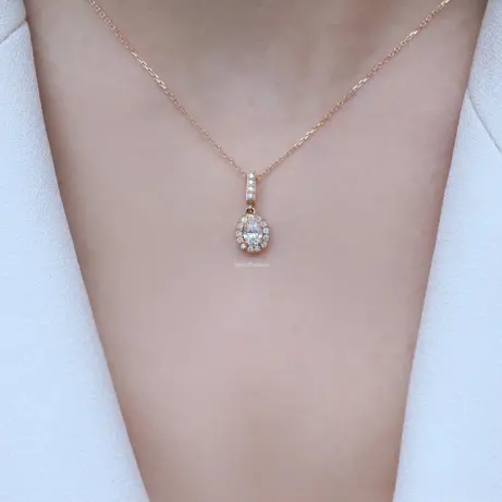 0.40 Karat Özel Tasarım Oval Pırlanta Kolye - (1)