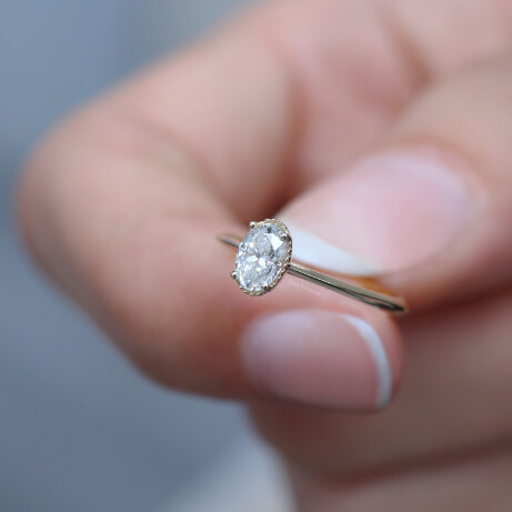0.40 Karat Vintage Özel Tasarım Oval Pırlanta Yüzük - (1)