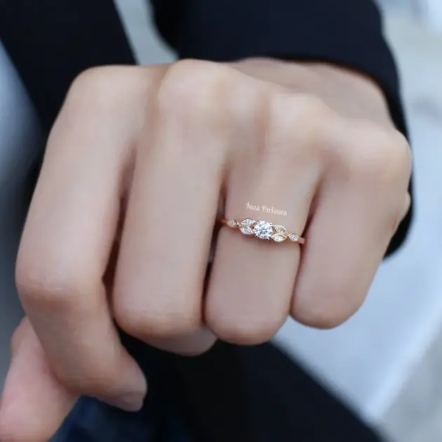 0.40 Karat Vintage Tasarım Markiz Pırlanta Yüzük - 2