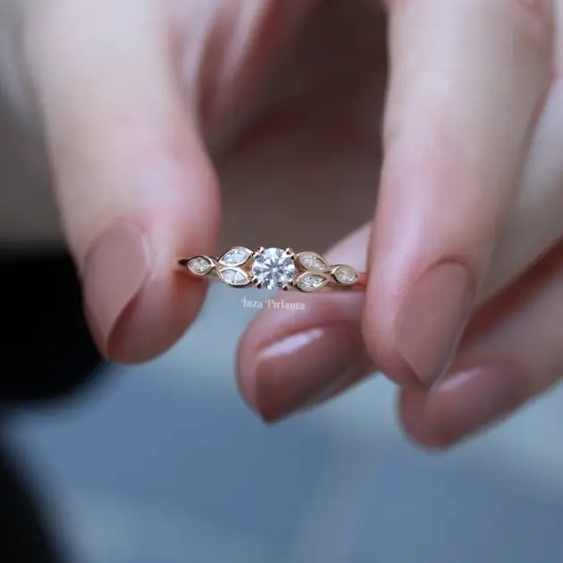 0.40 Karat Vintage Tasarım Markiz Pırlanta Yüzük - 1