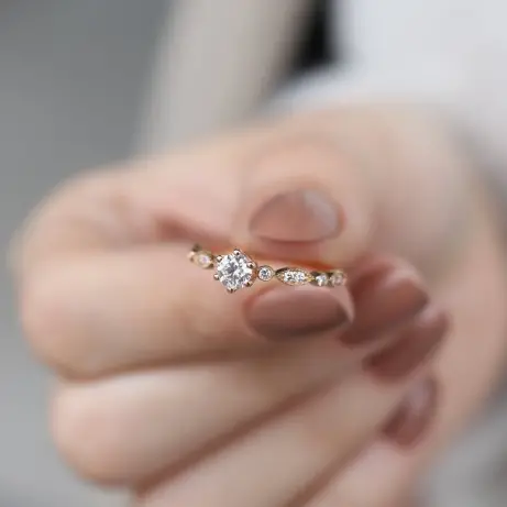 0.42 Karat Vintage Tasarım Pırlanta Tektaş Yüzük - 1