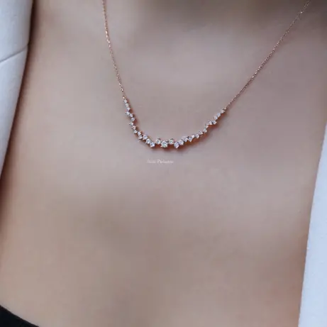 0.45 Karat Özel Tasarım Asimetri Pırlanta Kolye - (1)