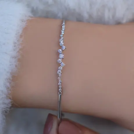 0.50 Karat Özel Tasarım Asimetri Pırlanta Bileklik - (1)
