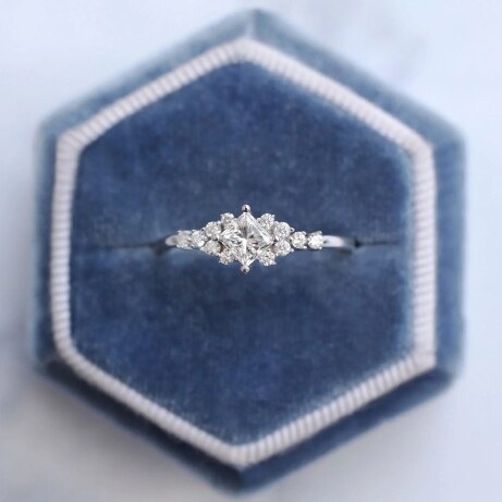 0.50 Karat Vintage Pırlanta Prenses Yüzük - 1