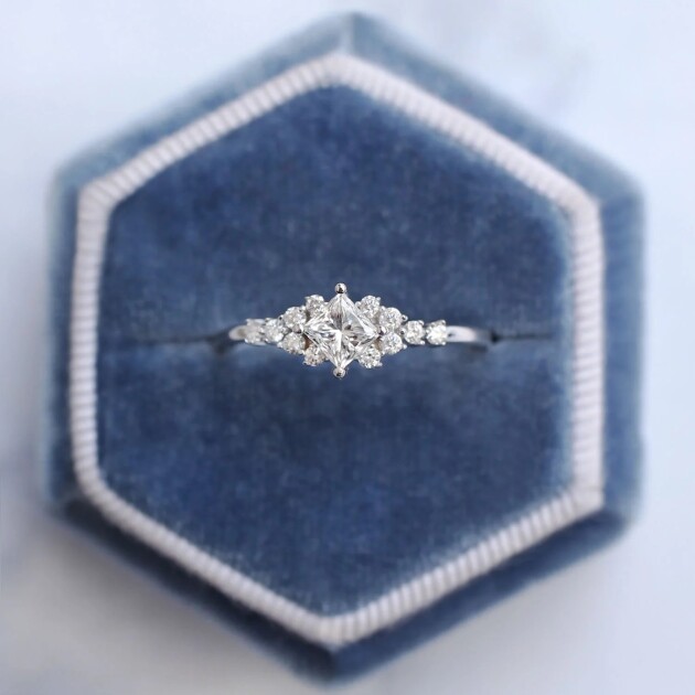 0.50 Karat Vintage Pırlanta Prenses Yüzük - 1