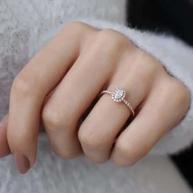 0.55 Karat Oval Pırlanta Tektaş Yüzük - 2