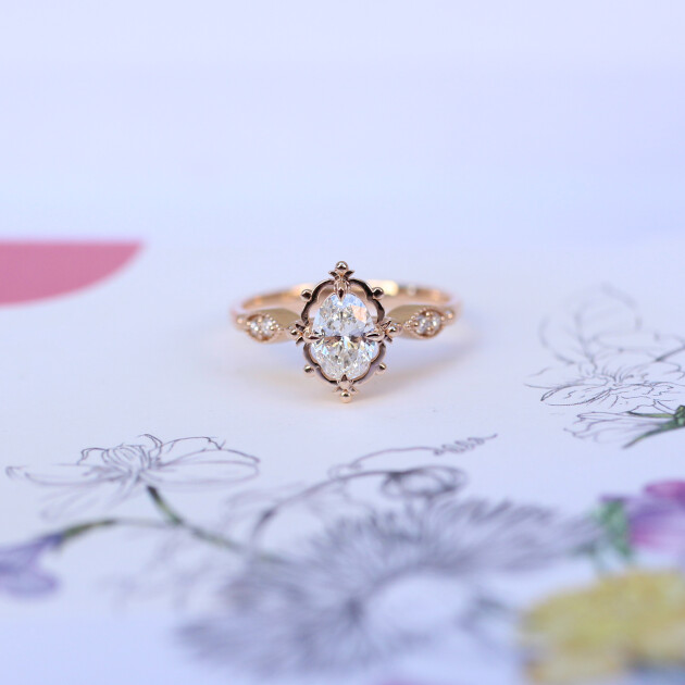 0.55 Karat Vintage Aria Tasarım Pırlanta Yüzük - 3