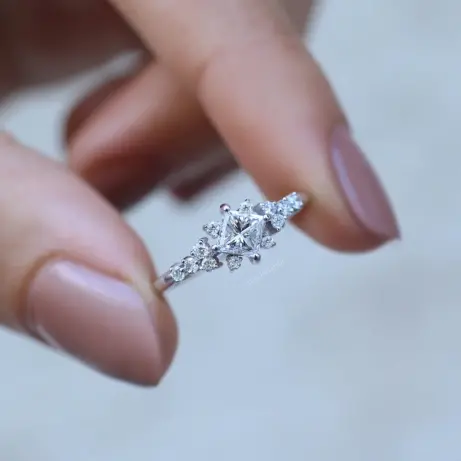 0.65 Karat Vintage Pırlanta Prenses Yüzük - 1