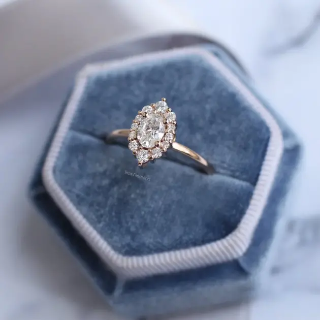 0.70 Karat Vintage Oval Lina Tasarım Pırlanta Yüzük - 1