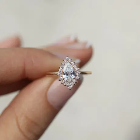 0.75 Karat Özel Tasarım Damla & Prenses Pırlanta Yüzük - 1