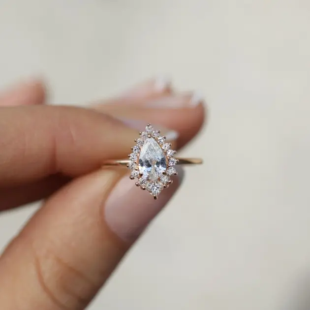 0.75 Karat Özel Tasarım Damla & Prenses Pırlanta Yüzük - 1