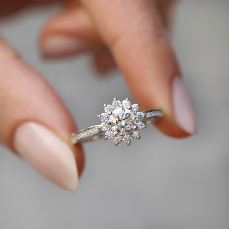 1.00 Karat HRD Sertifikalı Özel Tasarım Kar Tanesi Pırlanta Yüzük - 