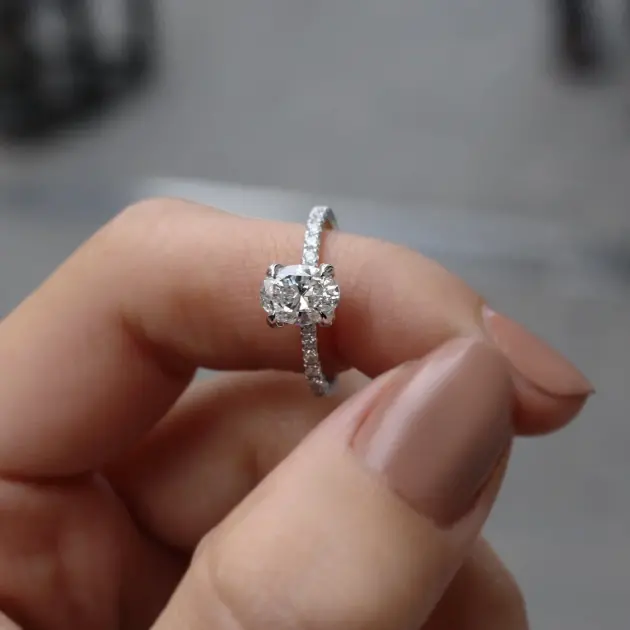 1.20 Karat F SI2 GIA Sertifikalı Oval Pırlanta Tektaş Yüzük - 1
