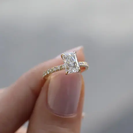 1.20 Karat G SI2 HRD Sertifikalı Radiant Pırlanta Tektaş Yüzük - 2