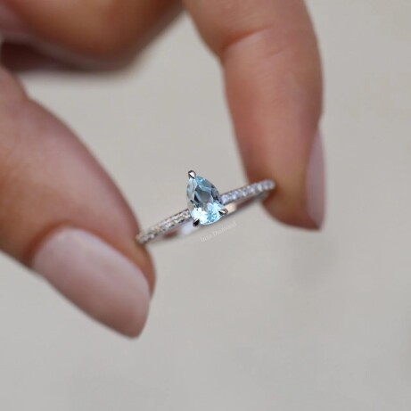 Özel Tasarım Damla Aquamarine & Pırlanta Yüzük - 