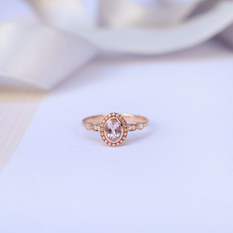 Özel Tasarım Vintage Morganite & Pırlanta Yüzük - 