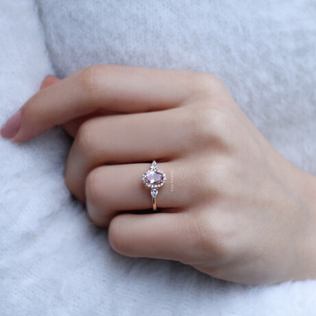 Vintage Damla Morganite & Pırlanta Yüzük - 