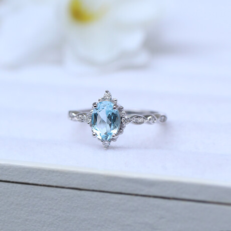 Vintage Aquamarine & Pırlanta Yüzük - (1)