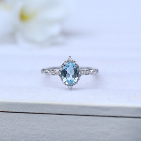 Vintage Aquamarine & Pırlanta Yüzük - 