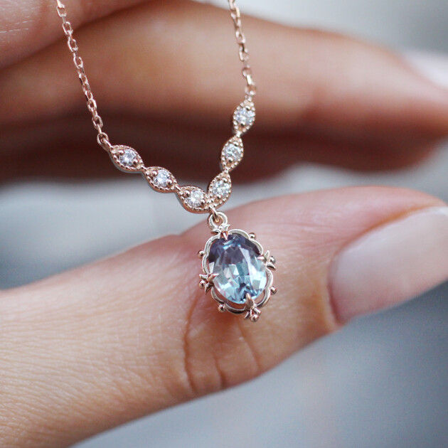 Vintage Aria Alexandrite & Pırlanta Kolye - 1
