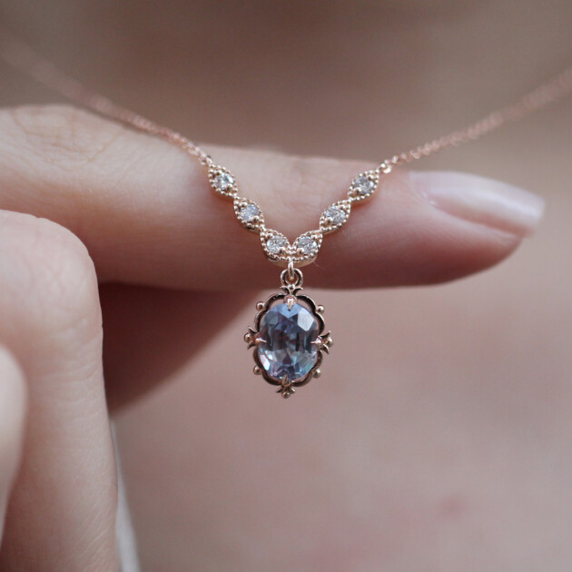 Vintage Aria Alexandrite & Pırlanta Kolye - 2