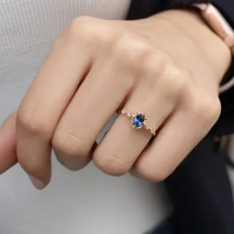 Vintage Aria Blue Topaz & Pırlanta Yüzük - (1)