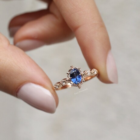 Vintage Aria Blue Topaz & Pırlanta Yüzük - 