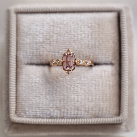 Vintage Aria Emerald Morganite & Pırlanta Yüzük - 