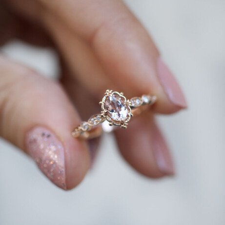 Vintage Aria Morganite & Pırlanta Yüzük - 