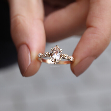 Vintage Aria Morganite & Pırlanta Yüzük - 