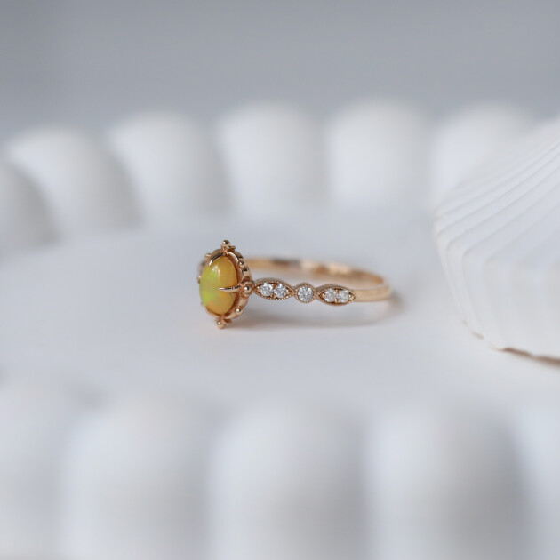 Vintage Aria Opal & Pırlanta Yüzük - 2