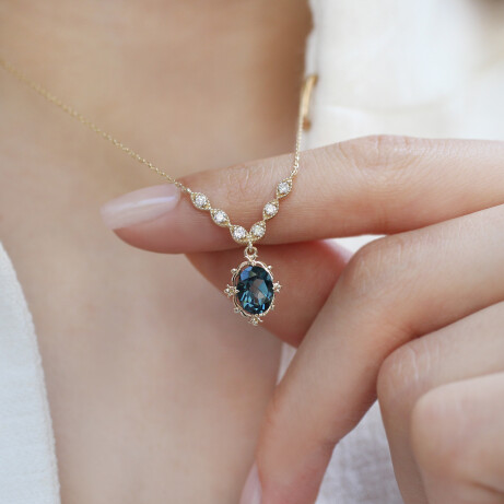 Vintage Aria Pırlanta & London Blue Kolye - 