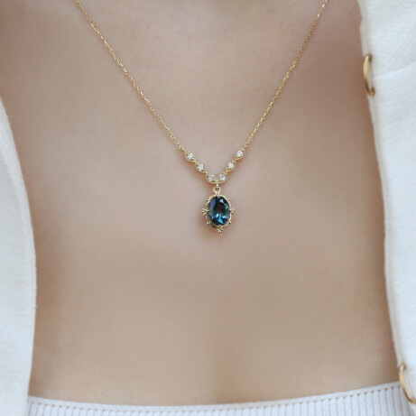 Vintage Aria Pırlanta & London Blue Kolye - (1)