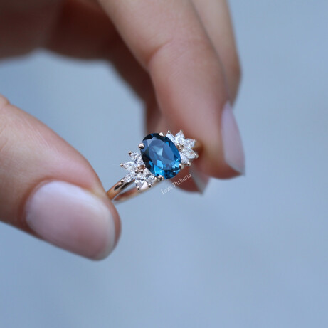 Vintage Arte London Blue & Pırlanta Yüzük - 