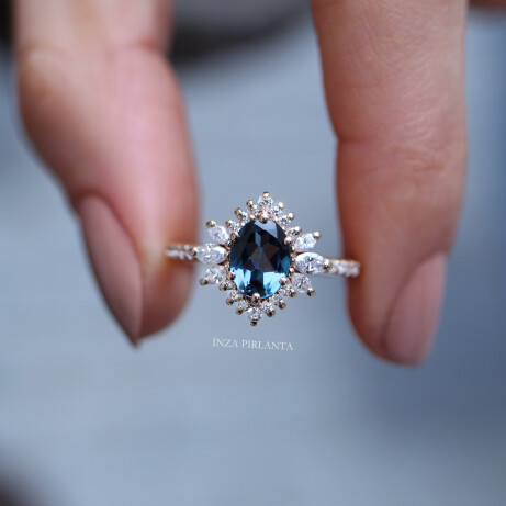 Vintage Artemis London Blue & Pırlanta Yüzük - 