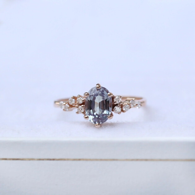 Vintage Asimetri Pırlanta & Alexandrite Yüzük - 