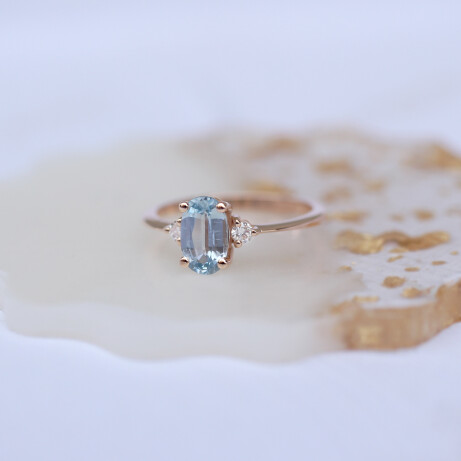 Vintage Blue Topaz & Pırlanta Yüzük - (1)