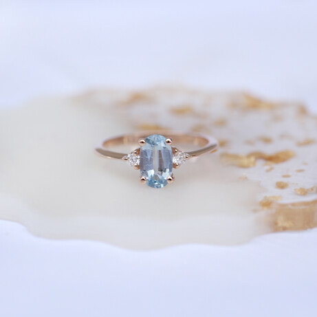 Vintage Blue Topaz & Pırlanta Yüzük - 
