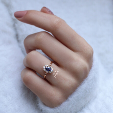 Vintage Blue Topaz & Pırlanta Yüzük - 