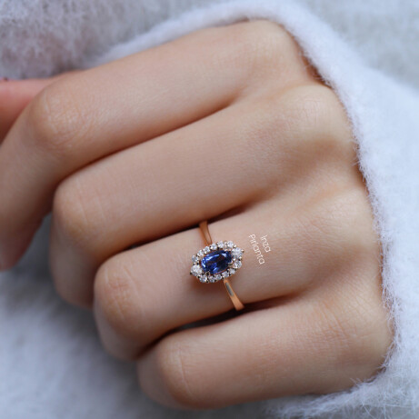 Vintage Blue Topaz & Pırlanta Yüzük - (1)