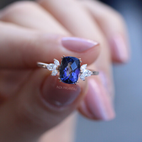 Vintage Lotus Coated Topaz & Pırlanta Yüzük - 